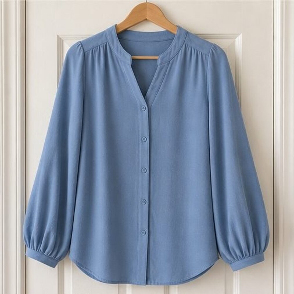 Blue Wrap Blouse